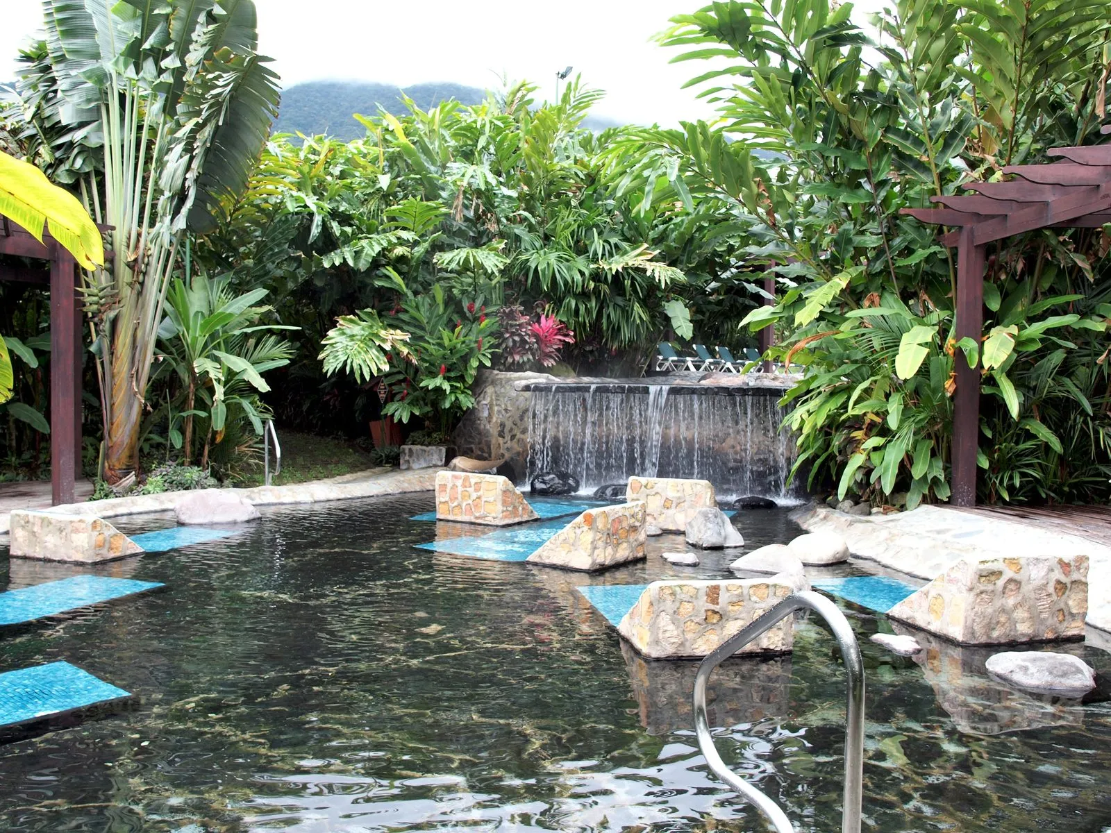 Thermal pools and tropical gardens at Baldi Hot Springs, La Fortuna.