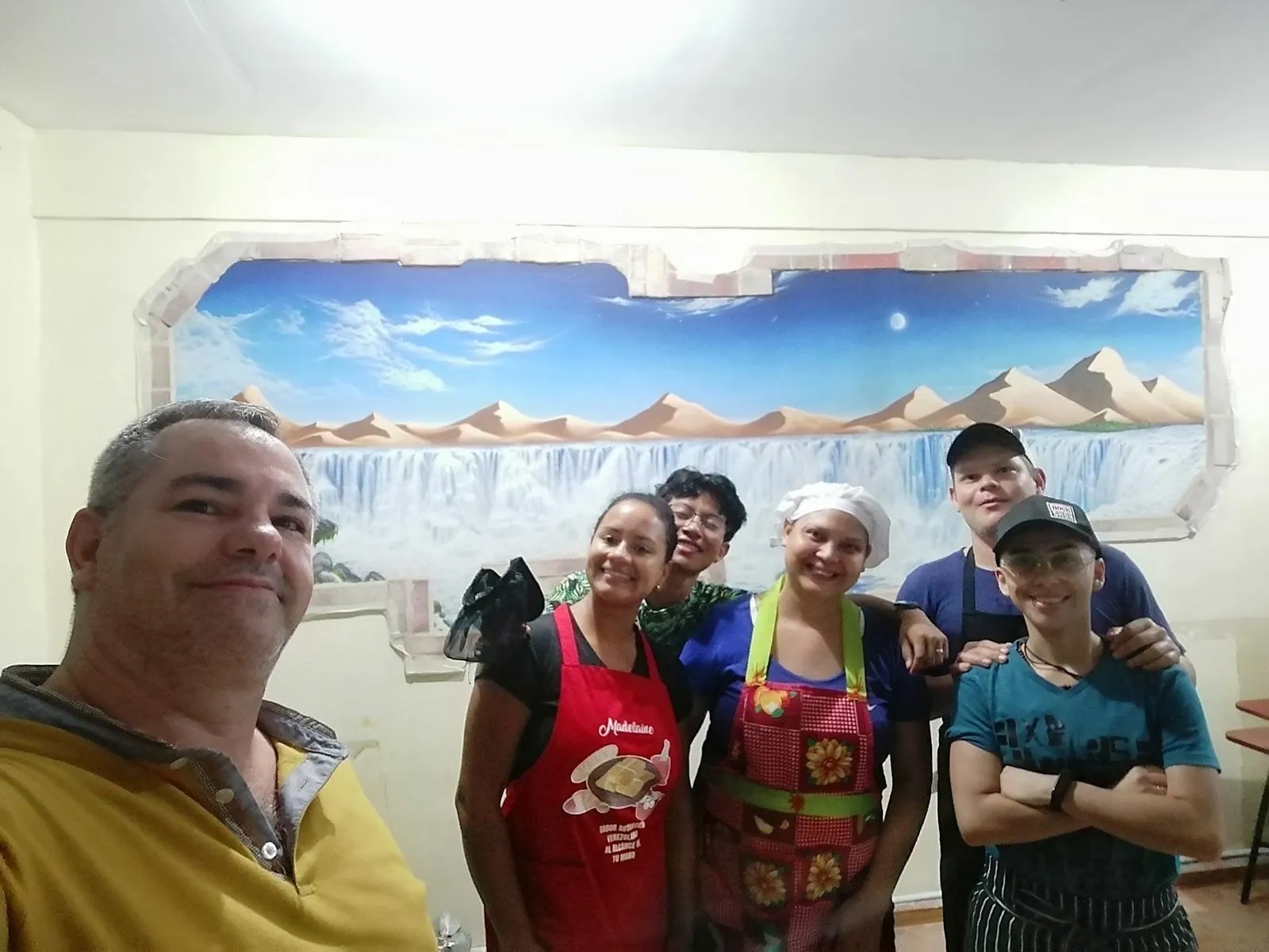 A selfie with a group of new friends